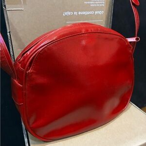 Vintage 1980s Italian Red Leather Crossbody Bag – Made in Italy